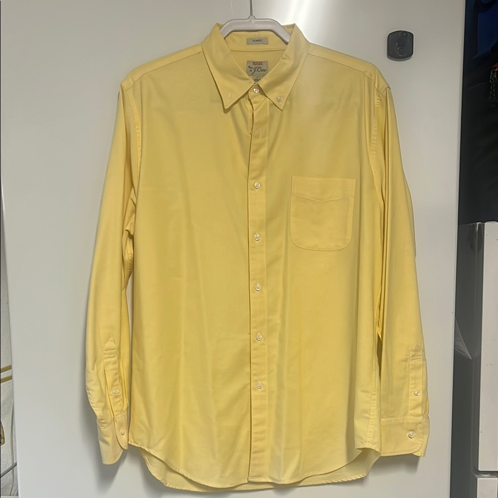 NWOT J. Crew Cotton Yellow Men's Shirt Size L